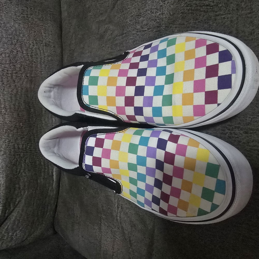 Vans Red and Pink Slip-On Sneakers